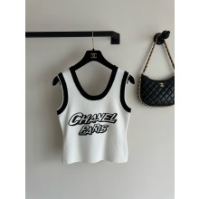 chanel white logo printed vest spring 2024 