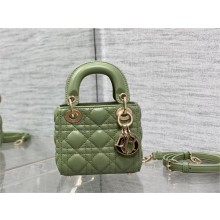 dior Lady Dior Micro Bag in ethereal green Cannage Lambskin 2023