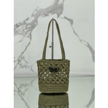 PRADA Crochet tote bag 1BG494 olive green 2024