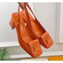 Louis Vuitton Heel 5.5cm Shake Slingback Pumps in Patent calf leather Orange 2023