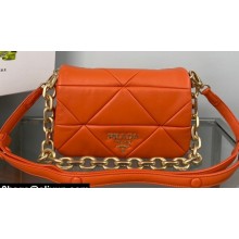 Prada System nappa leather patchwork shoulder bag 1BD328 Orange