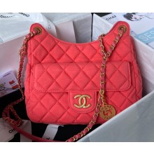 Chanel Wool Jersey Medium Hobo Bag AS3690 Dark Pink 2023