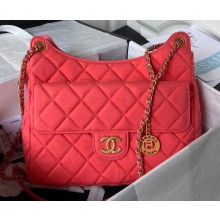 Chanel Wool Jersey Large Hobo Bag AS3693 Dark Pink 2023