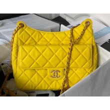 Chanel Wool Jersey Large Hobo Bag AS3693 Yellow 2023