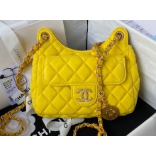 Chanel Wool Jersey Small Hobo Bag AS3710 Yellow 2023