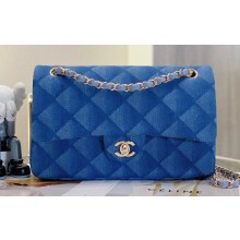 Chanel Medium Classic Flap Handbag A01112 Denim Light Blue 2023