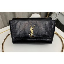 Saint Laurent kate small reversible chain bag in crocodile-embossed leather 721250 Black