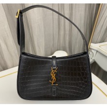 Saint Laurent le 5 à 7 hobo bag in crocodile-embossed leather 657228 Black