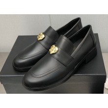 Chanel Heel 6.5cm Metal CC Logo Loafers G39697 Black 2023