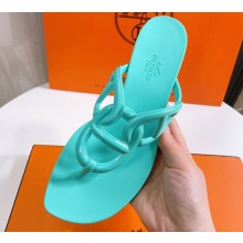 Cheap Sale Hermes Egerie Chaine D'ancre TPU Flip Flops Thongs Sandals Turquoise Green
