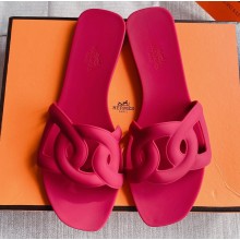 Cheap Sale Hermes Aloha Chaine D'ancre Rubber Slipper Sandals Red