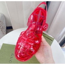 Cheap Sale Gucci Rubber Sandals with Double G Red