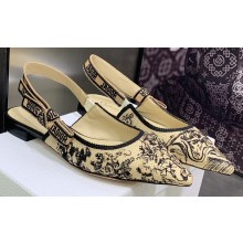 Dior J'Adior Slingback Ballerina Flats in Hazelnut Toile de Jouy Embroidered Cotton 2023