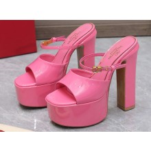 Valentino Heel 15.5cm platform 4cm Tan-Go Slides in patent leather Pink 2023
