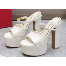 Valentino Heel 15.5cm platform 4cm Tan-Go Slides in patent leather White 2023