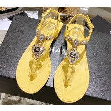 Chanel Heel 3cm Metal Strass and Pearls Sandals G39674 Yellow 2023