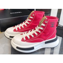 Chanel Canvas High-top Sneakers Red Spring 2023
