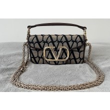 Valentino Toile Iconographe VLogo Signature Loco Small Shoulder Bag Black/Beige 2023