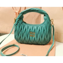 Miu Miu Wander matelassé nappa leather mini hobo bag 5BC125 Green