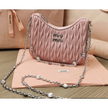 Miu Miu Matelassé nappa leather shoulder bag 5BH211 Pink