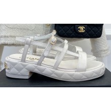 Chanel Heel 3cm Quilting Logo Sandals White 2023