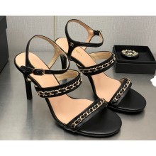 Chanel Heel Chain Lambskin Sandals G39549 Black 2023