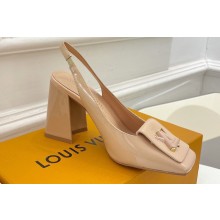 Louis Vuitton Heel 8.5cm Shake Slingback Pumps in Patent calf leather Nude 2023