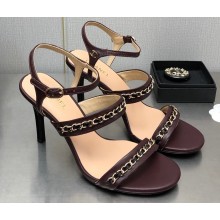 Chanel Heel Chain Lambskin Sandals G39549 Burgundy 2023