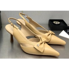 Chanel Heel 7cm Bow Slingback Sandals Beige 2023
