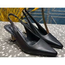 Louis Vuitton Heel 7cm Sparkle Slingback Pumps in leather Black 2023