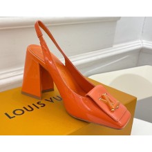 Louis Vuitton Heel 8.5cm Shake Slingback Pumps in Patent calf leather Orange 2023