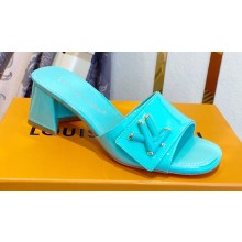 Louis Vuitton Heel 5.5cm Shake Mules in Patent calf leather Turquoise Green 2023