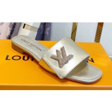 Louis Vuitton Shake Flat Mules in Metallic lambskin Gold 2023