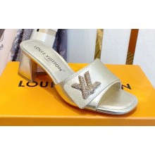 Louis Vuitton Heel 5.5cm Shake Mules in Metallic lambskin Gold 2023