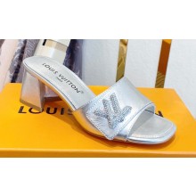 Louis Vuitton Heel 5.5cm Shake Mules in Metallic lambskin Silver 2023