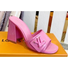 Louis Vuitton Heel 8.5cm Shake Mules in Patent calf leather Pink 2023