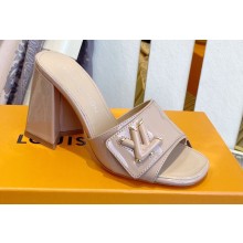 Louis Vuitton Heel 8.5cm Shake Mules in Patent calf leather Nude 2023