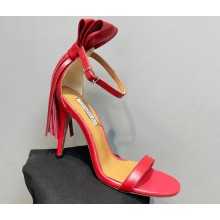 Aquazzura Heel 9.5cm Whip-It Fringe Leather Sandals Red 2023