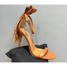Aquazzura Heel 9.5cm Whip-It Fringe Leather Sandals Brown 2023