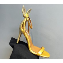 Aquazzura Heel 10.5cm Bow Tie Crystal Sandals Yellow 2023
