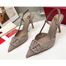 Valentino Heel 8.5cm VLogo Signature Slingback Pumps Hole Gray 2023