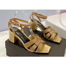 Saint Laurent Heel 6.5cm Tribute Sandals in Crystal Gold