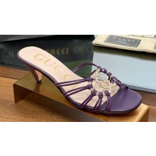 Gucci Heel 4.5cm Slide Sandals Purple with crystals Interlocking G 2023