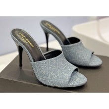 Saint Laurent Heel 10cm La 16 Mules Denim Blue