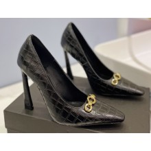 Saint Laurent Heel 10.5cm Severine Pumps Crocodile-embossed Black