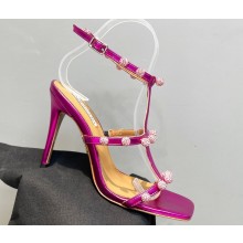 Aquazzura Heel 9.5cm Cha Cha Cha Crystal Sandals Metallic Fuchsia 2023