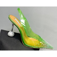 Aquazzura Heel 8.5cm PVC Yes Darling Crystal Slingback Pumps Green 2023