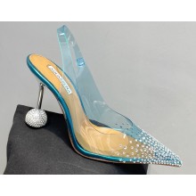 Aquazzura Heel 8.5cm PVC Yes Darling Crystal Slingback Pumps Blue 2023