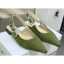 Dior J'Adior Slingback Ballerina Flats in Green Embroidered Cotton 2023