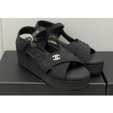 Chanel Heel 5cm CC Logo Sandals G39918 Grosgrain Black 2023